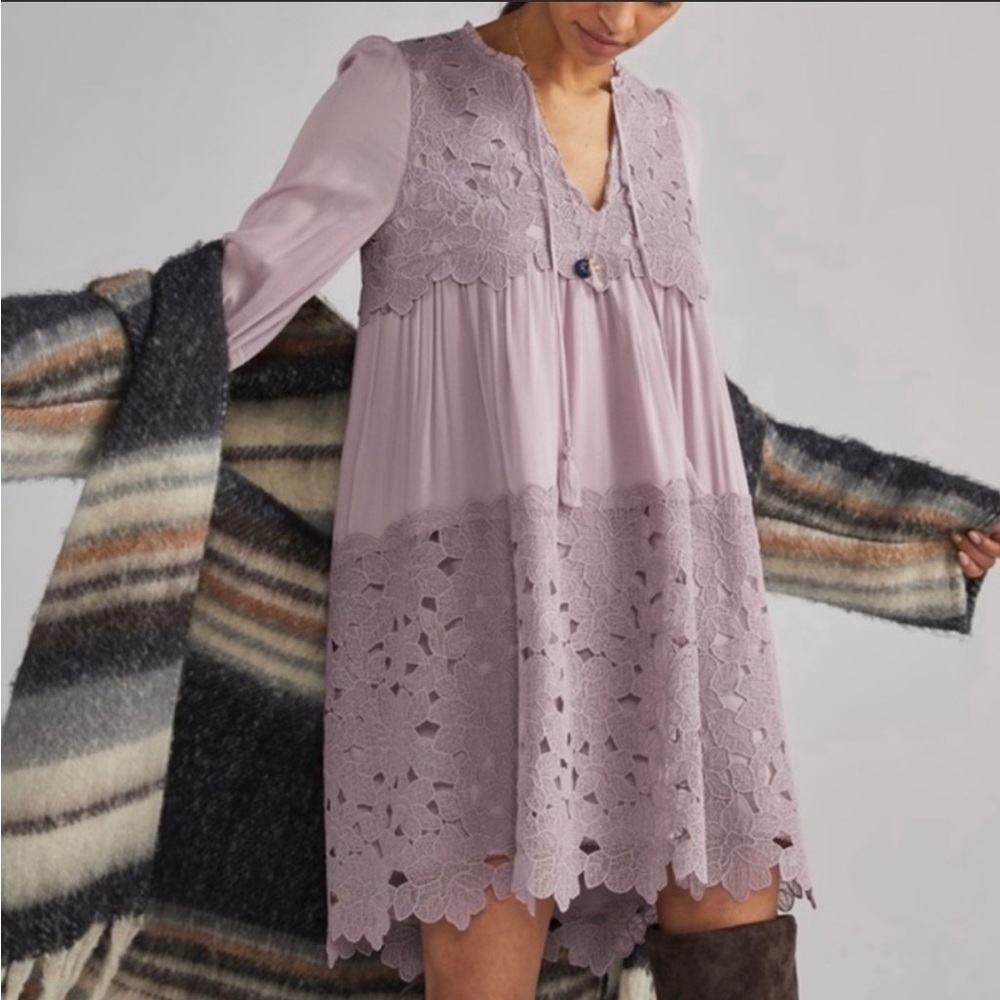 NWT  Anthropologie lilac lace dress